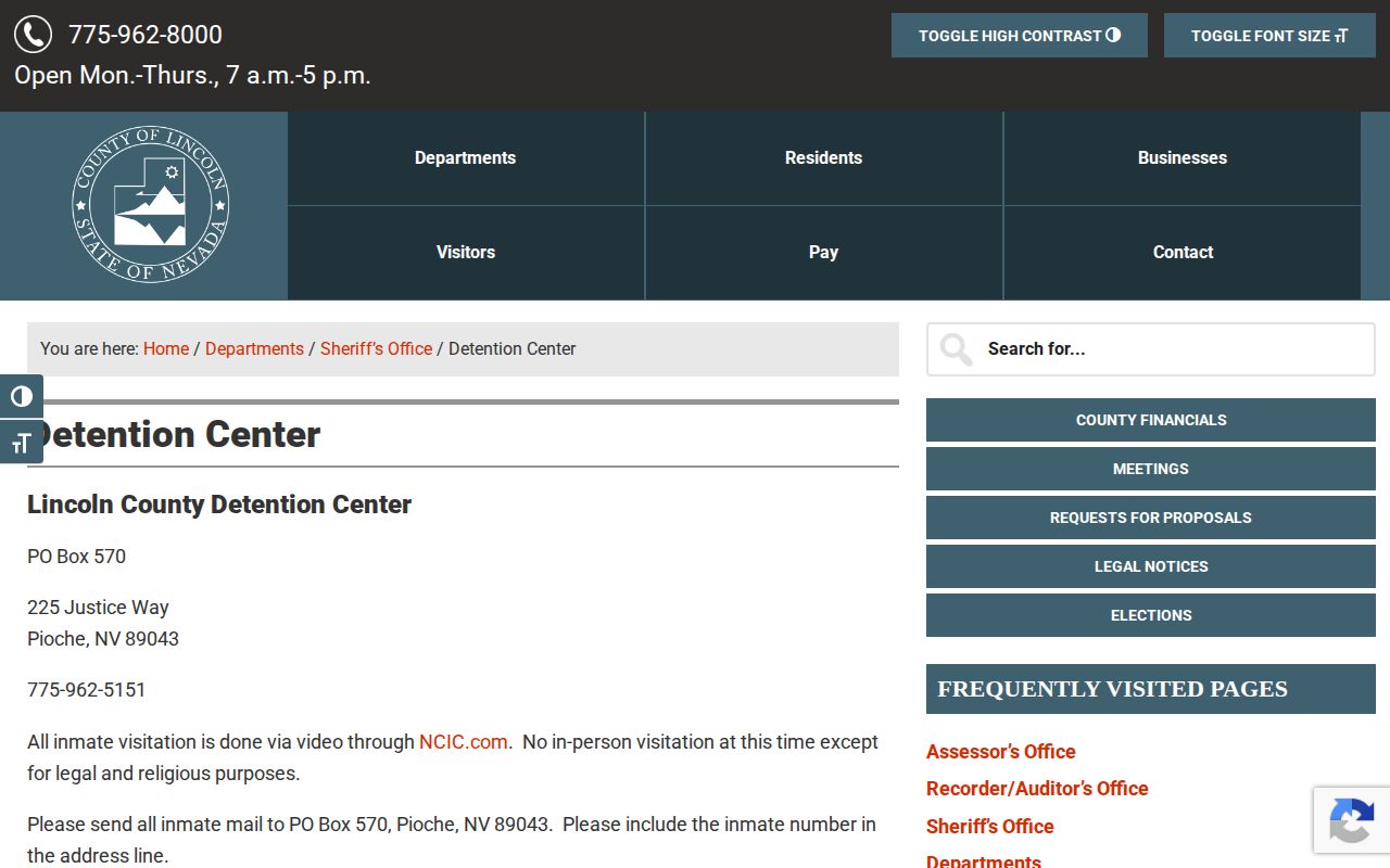 Lincoln County Detention Center official page