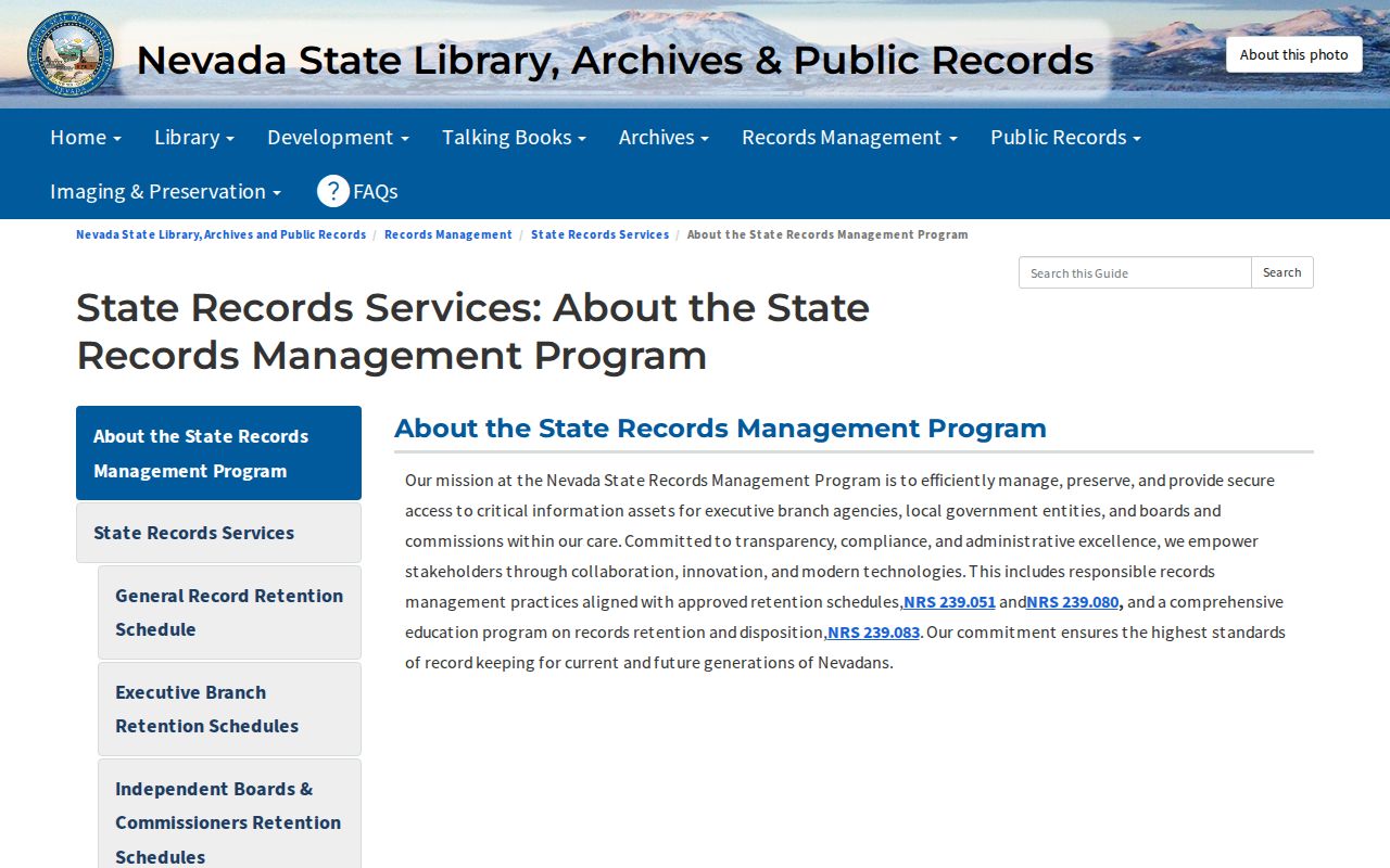 Nevada local records retention framework