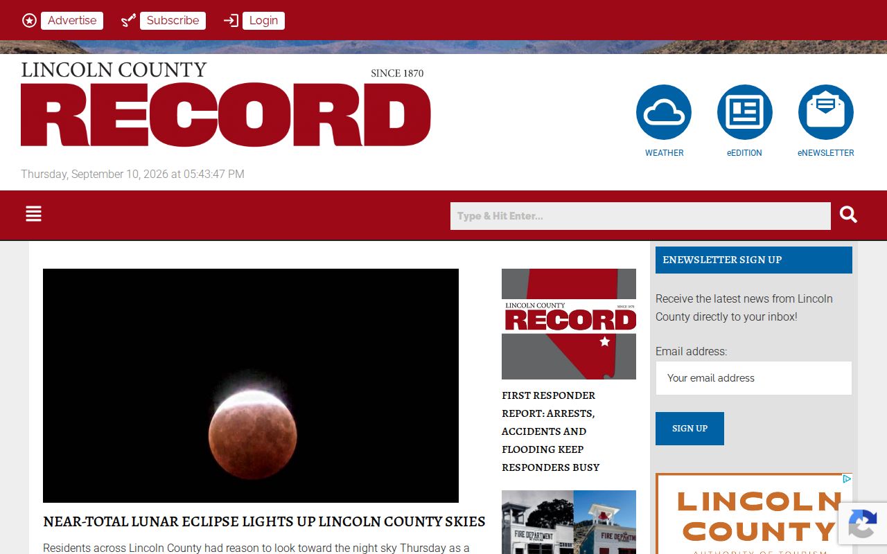 Lincoln County Record county news page
